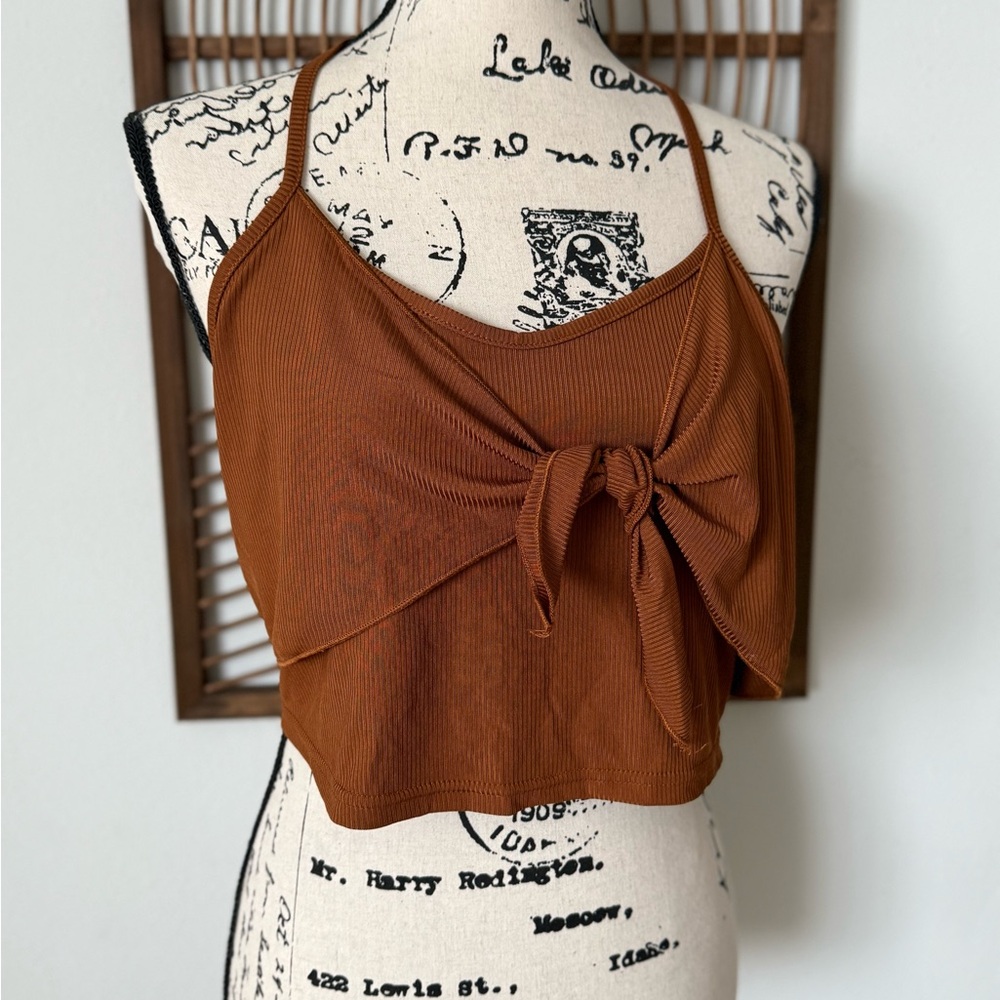 SHEIN Brown Sleeveless Tie-Front Camisole